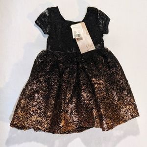 us angels black lace gold foil gown NWT 2T